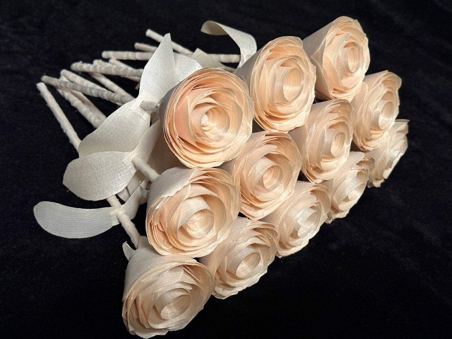 12 Handmade wood roses