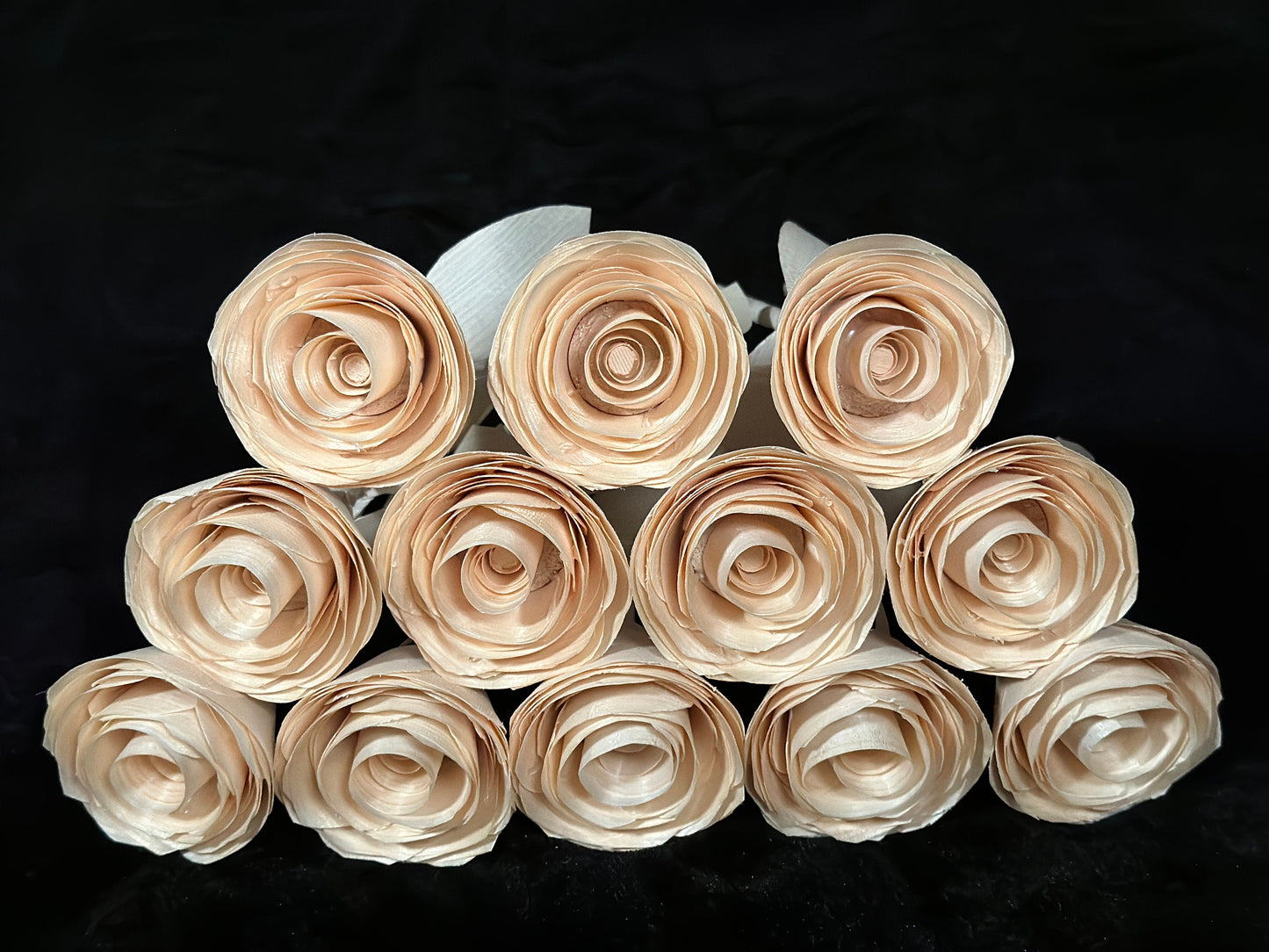 12 Handmade wood roses