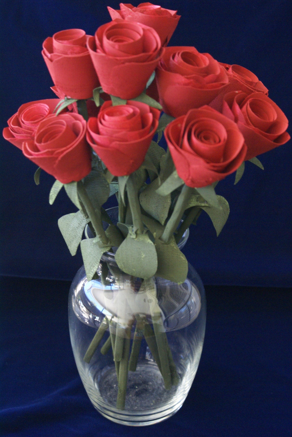 12 Handmade Red wooden rose