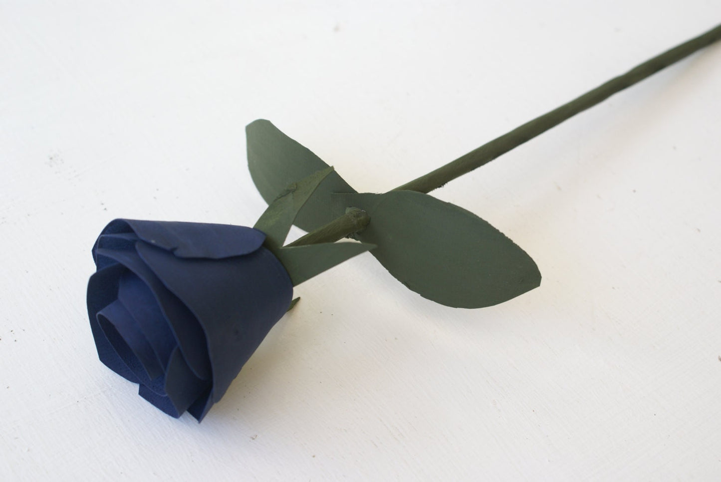 Handmade blue wood rose