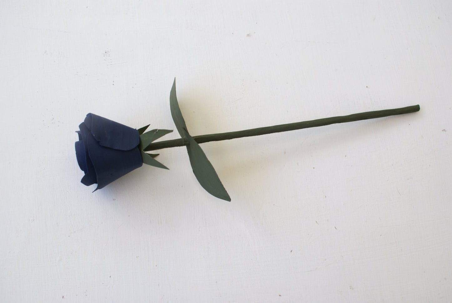 Handmade blue wood rose