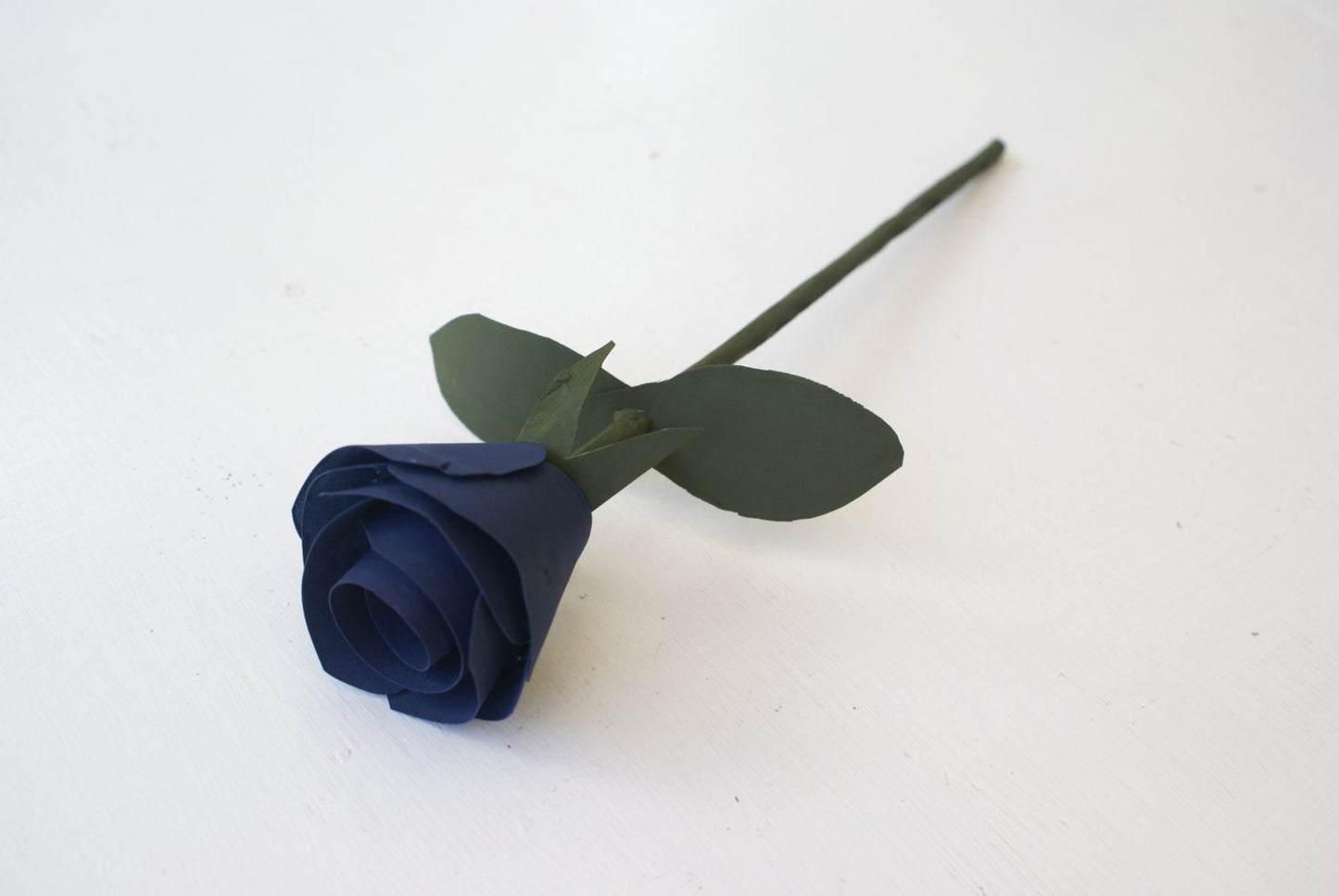 Handmade blue wood rose