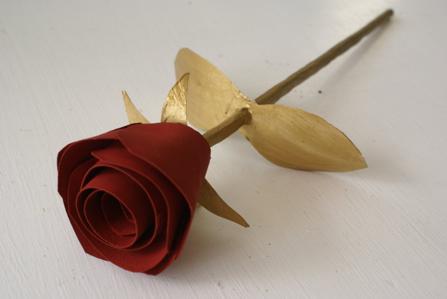 Handmade wooden rose,  Red and Gold Rose for FSU fans