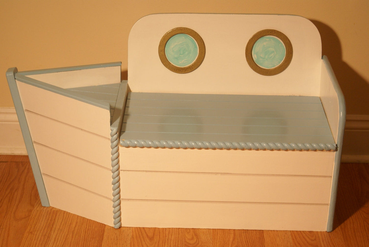 Handmade wood blue and white Storage Chest, Toy Box ,entryway