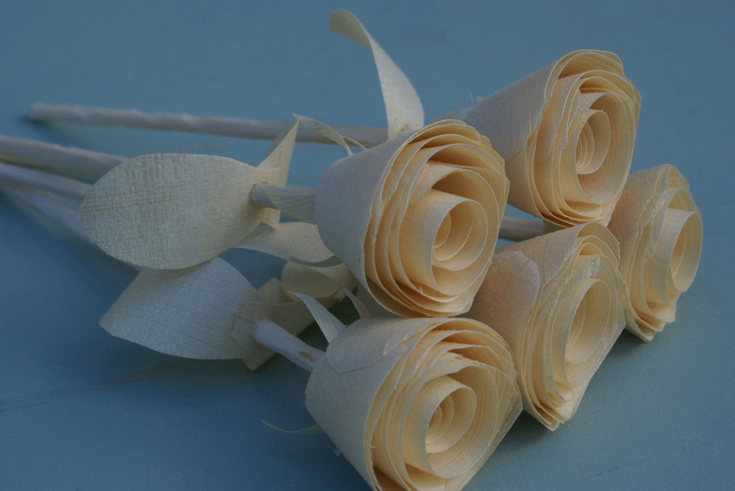 5 Handmade wooden roses