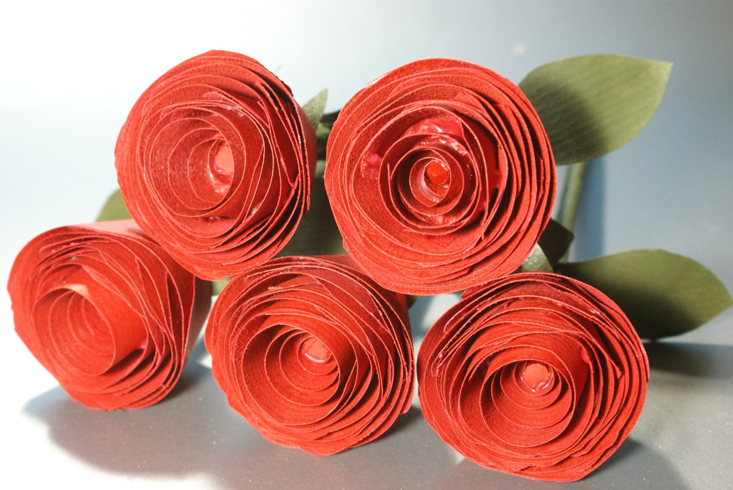 5 Handmade wood roses